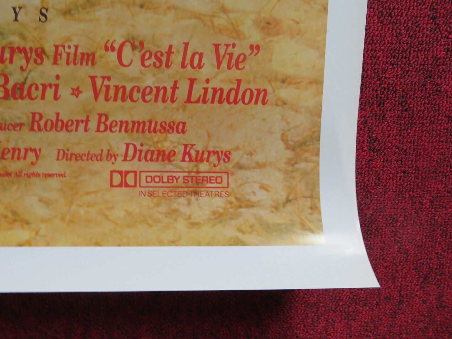 C'EST LA VIE US ONE SHEET ROLLED POSTER DAINE KURYS 1990 Movie posters
