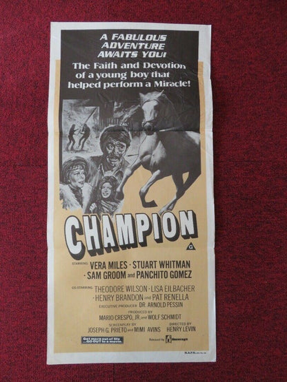 CHAMPION / Run for the Roses FOLDED AUSTRALIAN DAYBILL POSTER VERA MILES 1977 Movie posters
