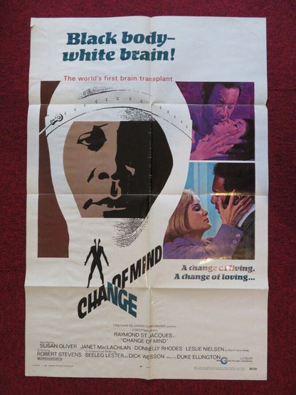 CHANGE OF MIND FOLDED US ONE SHEET POSTER RAYMOND ST. JACQUES SUSAN OLIVER 1969 Movie posters