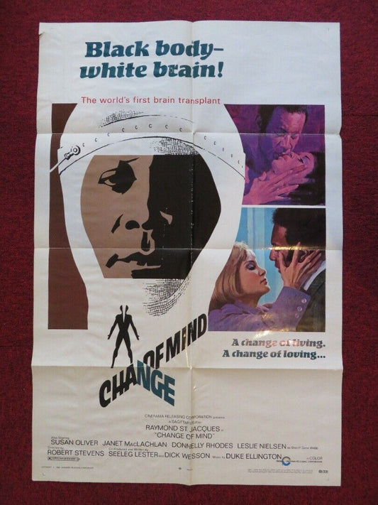 CHANGE OF MIND FOLDED US ONE SHEET POSTER RAYMOND ST. JACQUES SUSAN OLIVER 1969 Movie posters