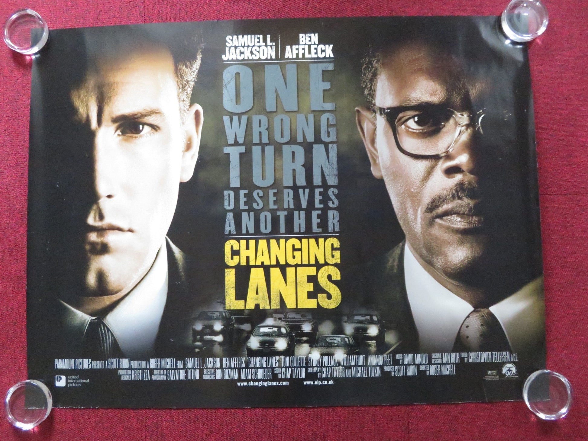 CHANGING LANES UK QUAD (30"x 40") ROLLED POSTER BEN AFFLECK S. L. JACKSON 2002 Rendezvous Cinema Movie posters