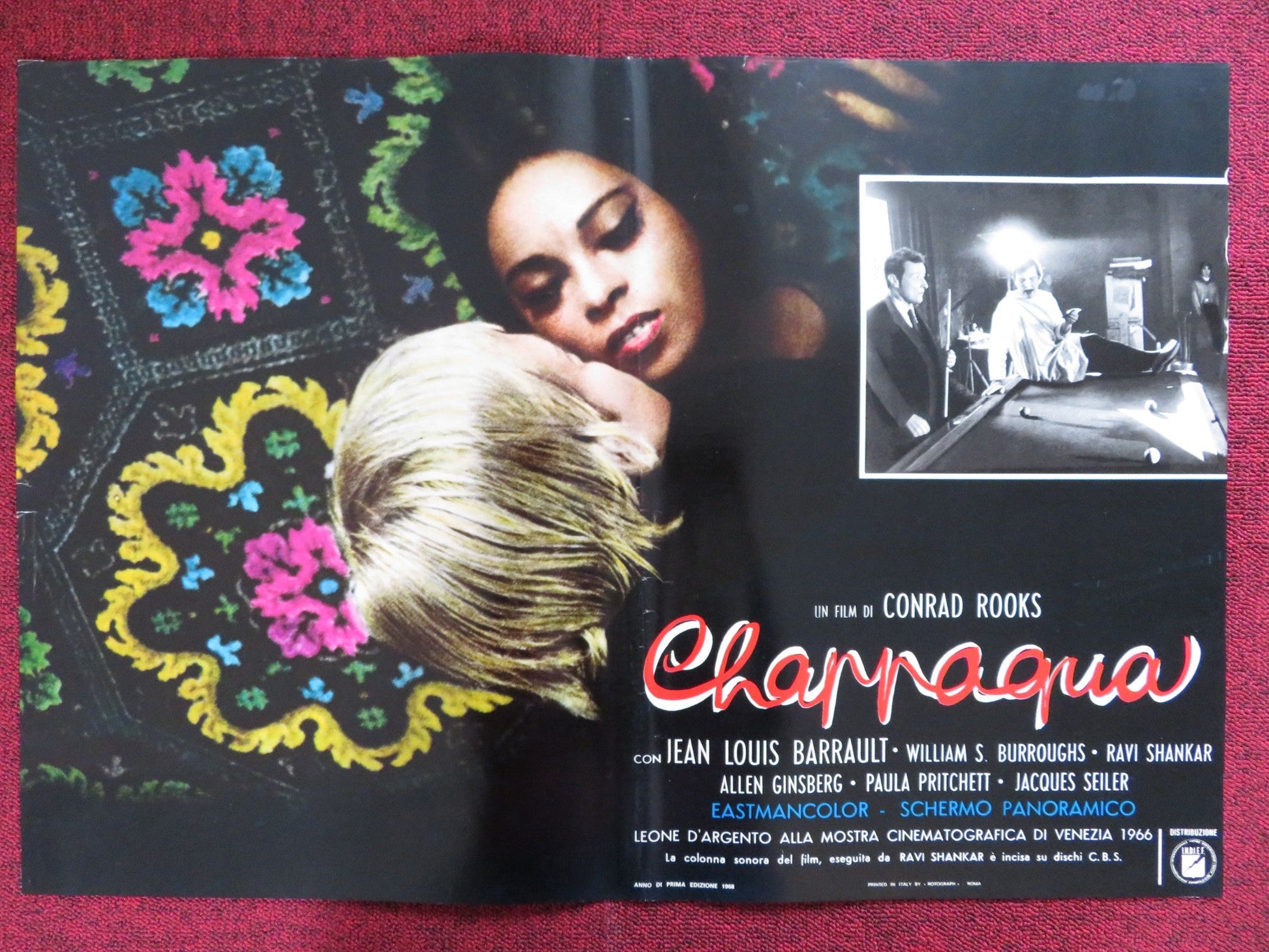 CHAPPAQUA - B ITALIAN FOTOBUSTA POSTER CONRAD ROOKS JEAN LOUIS BARRAULT 1968 Rendezvous Cinema Movie posters
