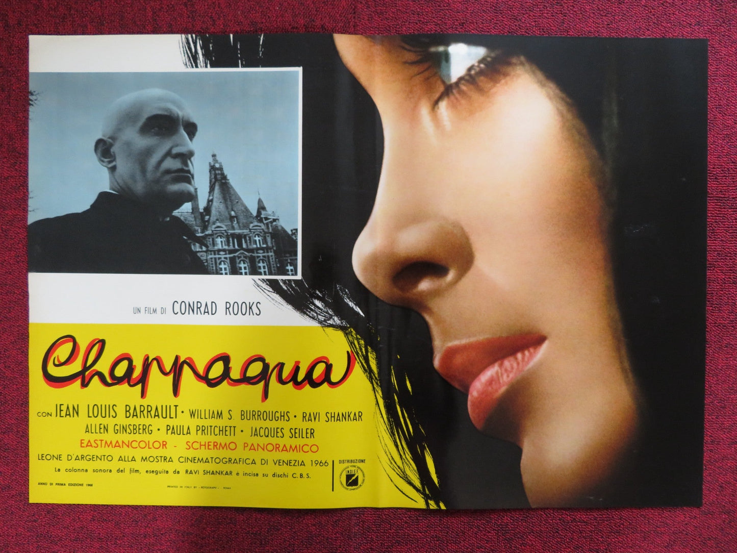 CHAPPAQUA - D ITALIAN FOTOBUSTA POSTER CONRAD ROOKS JEAN LOUIS BARRAULT 1968 Rendezvous Cinema Movie posters