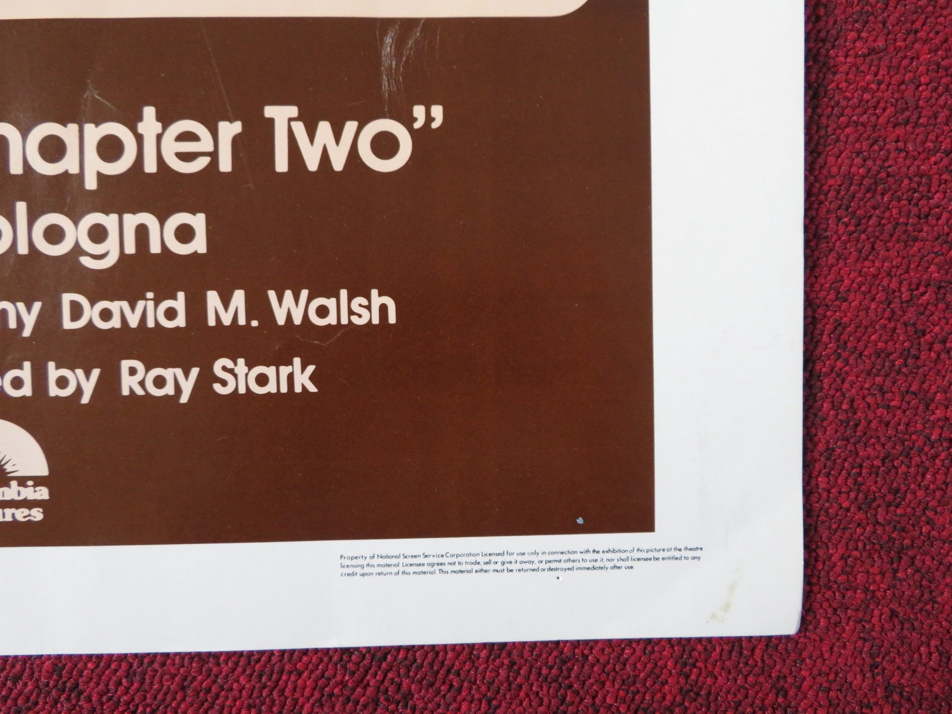 CHAPTER TWO US HALF SHEET (22"x 28") POSTER JAMES CAAN MARSHA MASON 1980 Rendezvous Cinema Movie posters