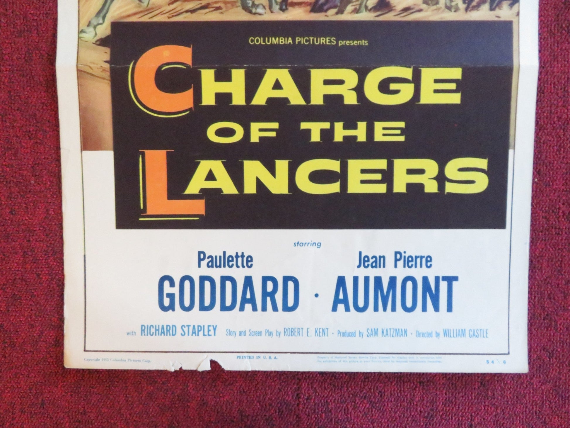 CHARGE OF THE LANCERS US INSERT (14"x 36") POSTER PAULETTE GODDARD 1953 Rendezvous Cinema Movie posters