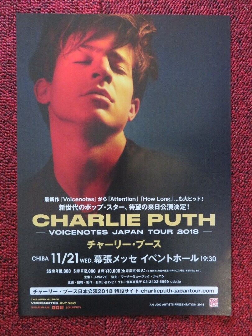 CHARLIE PUTH - VOICENOTES JAPAN TOUR JAPANESE MUSIC TOUR GIG POSTER 2018 Movie posters