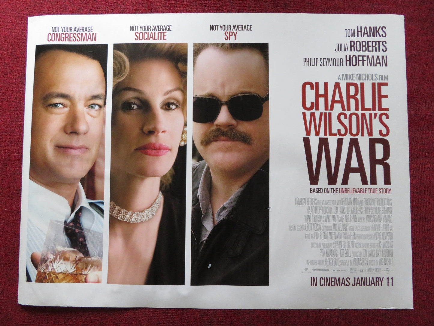 CHARLIE WILSON'S WAR UK QUAD (30"x 40") ROLLED POSTER TOM HANKS AMY ADAMS 2007 Rendezvous Cinema Movie posters