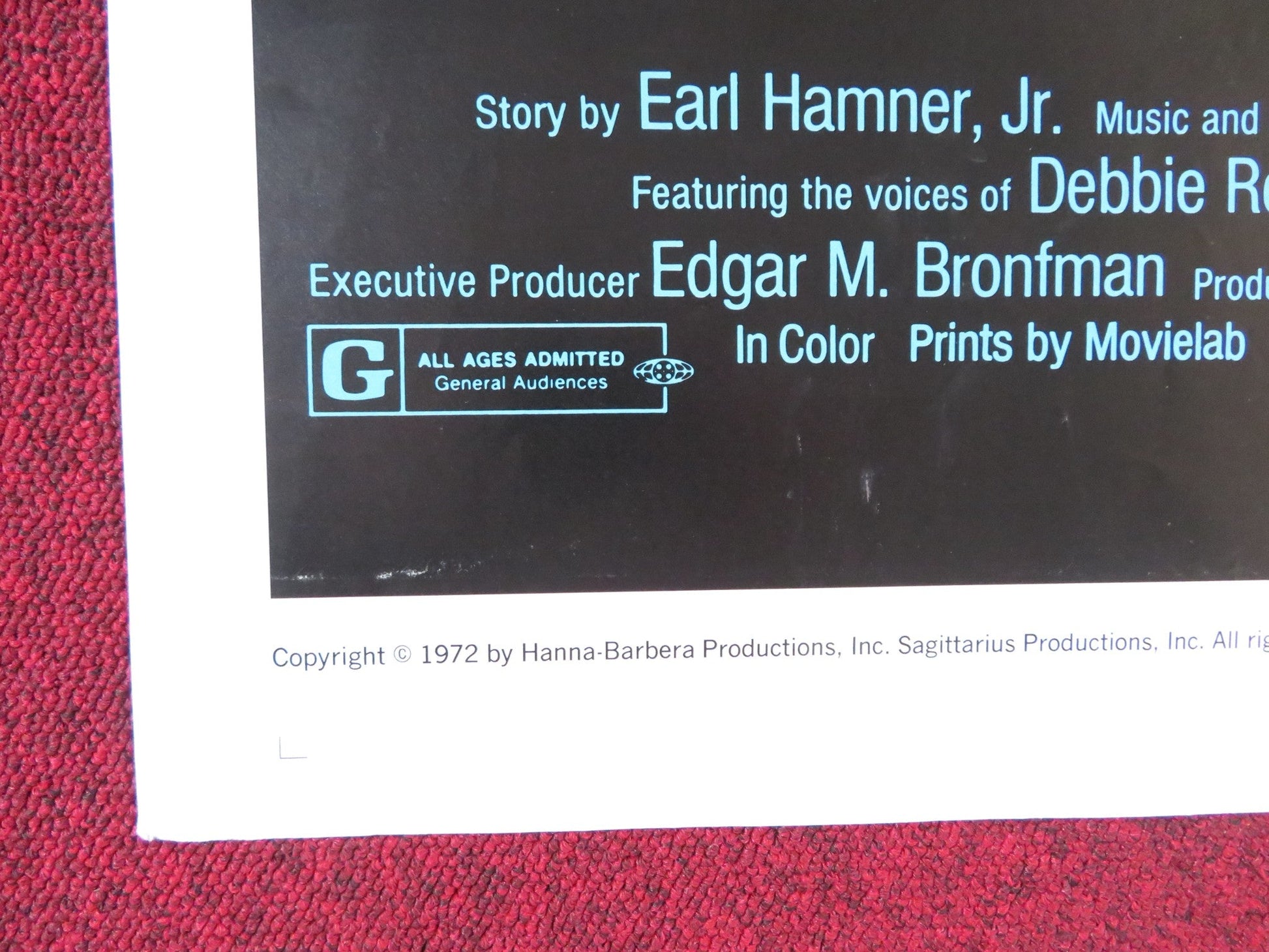 CHARLOTTE'S WEB FOLDED US ONE SHEET POSTER DEBBIE REYNOLDS PAUL LYNDE 1972 Rendezvous Cinema Movie posters