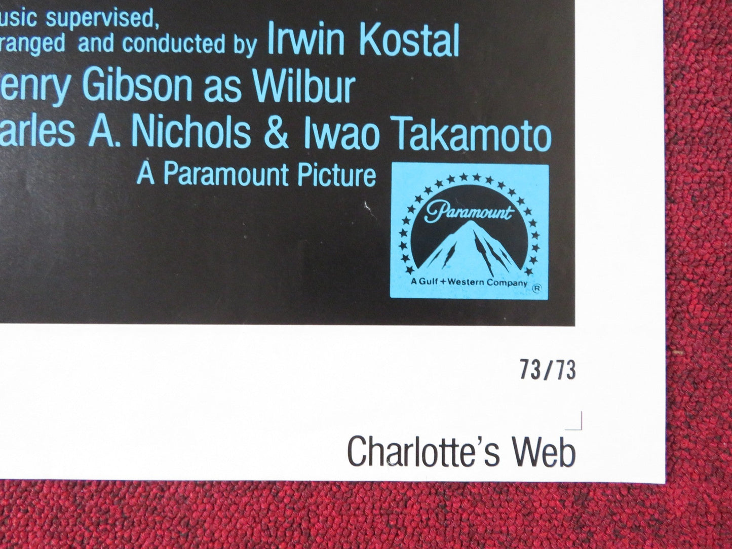 CHARLOTTE'S WEB FOLDED US ONE SHEET POSTER DEBBIE REYNOLDS PAUL LYNDE 1972 Rendezvous Cinema Movie posters