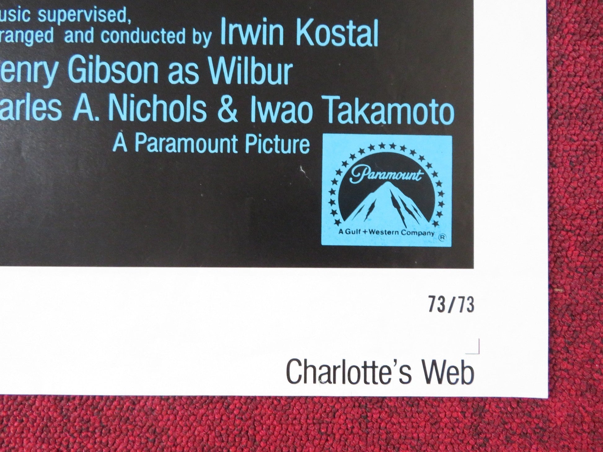 CHARLOTTE'S WEB FOLDED US ONE SHEET POSTER DEBBIE REYNOLDS PAUL LYNDE 1972 Rendezvous Cinema Movie posters