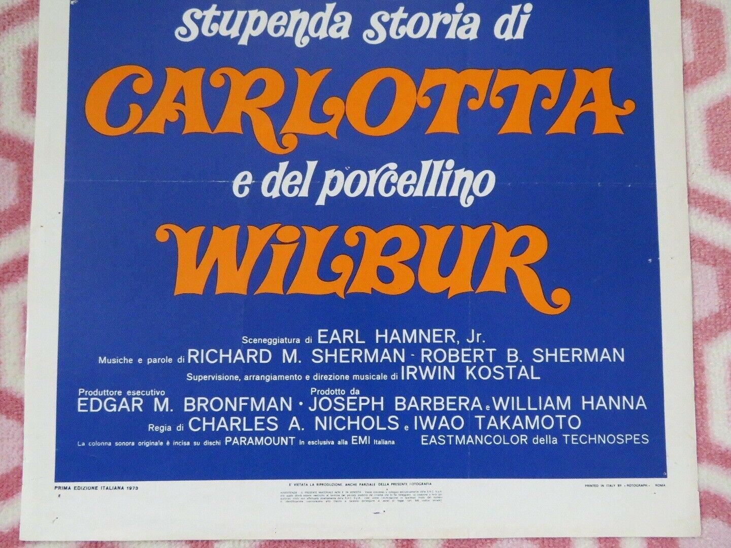 Charlotte's Web ITALIAN LOCANDINA (27.5"x 13") POSTER DEBBIE REYNOLDS 1973 Movie posters
