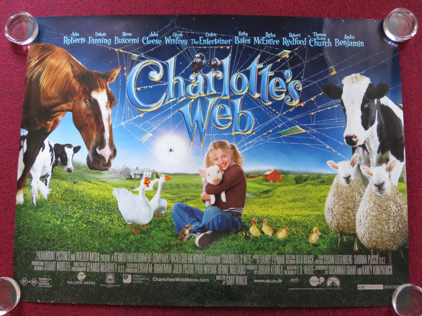 CHARLOTTE'S WEB UK QUAD (30"x 40") ROLLED POSTER DAKOTA FANNING J. ROBERTS 2006 Rendezvous Cinema Movie posters