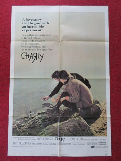 CHARLY FOLDED US ONE SHEET POSTER CLIFF ROBERTSON CLAIRE BLOOM 1968 Movie posters
