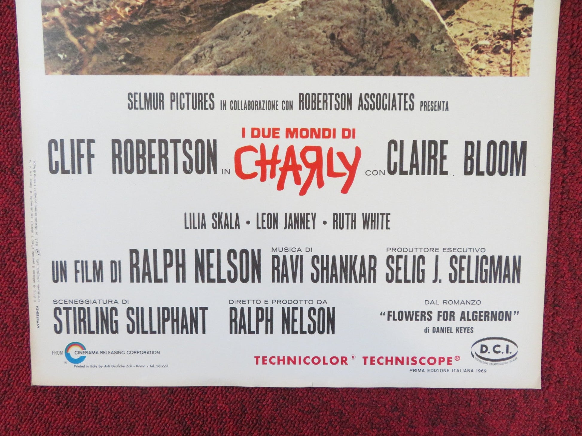 CHARLY ITALIAN LOCANDINA POSTER CLIFF ROBERTSON CLAIRE BLOOM 1969 Rendezvous Cinema Movie posters