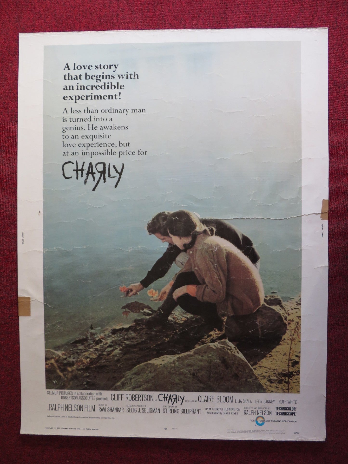 CHARLY US 30 X 40 ROLLED POSTER CLIFF ROBERTSON CLAIRE BLOOM 1968 Rendezvous Cinema Movie posters