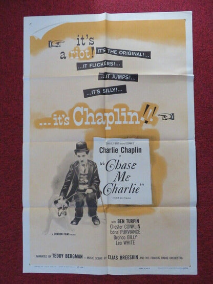 CHASE ME & CHARLIE FOLDED US ONE SHEET POSTER CHARLIE CHAPLIN 1959 Movie posters
