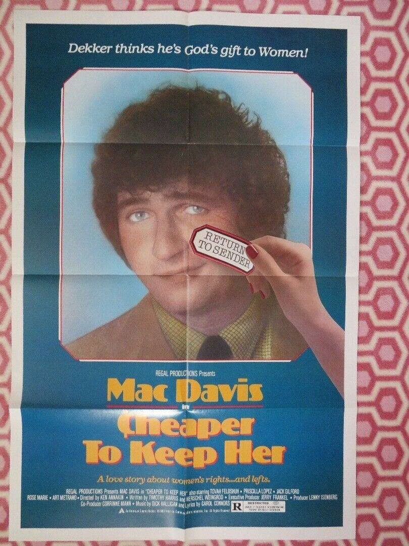 CHEAPER TO KEEP HER ONE SHEET POSTER FOLDED MAC DAVIS TOVAH FELDSHUH COMEDY Movie posters