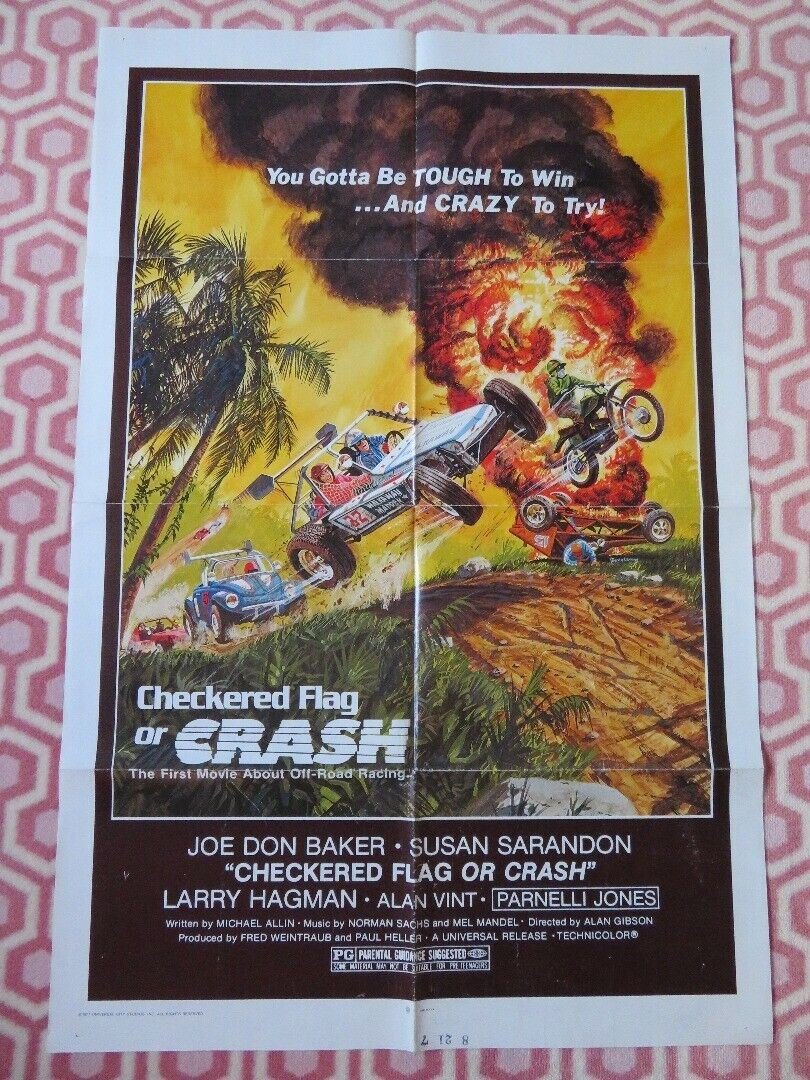 CHECKERED FLAG OR CRASH FOLDED US ONE SHEET POSTER J DOM BAKER S SARANDON 1977 Movie posters