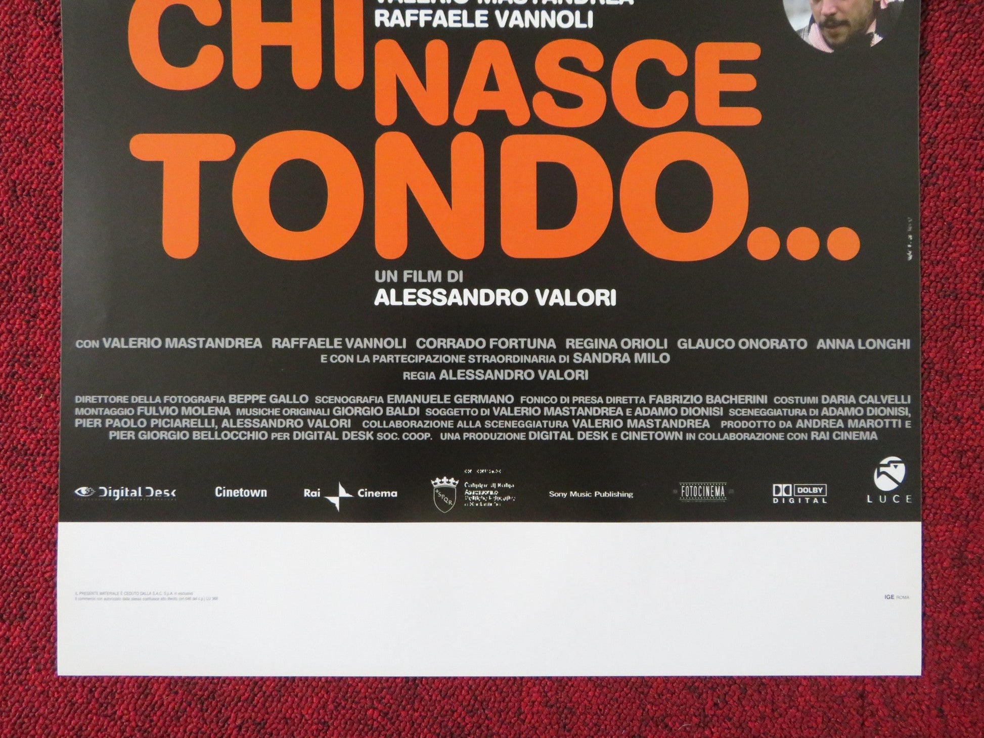 CHI NASCE TONDO... ITALIAN LOCANDINA POSTER VALERIO MASTANDREA R. VANNOLI 2008 Rendezvous Cinema Movie posters