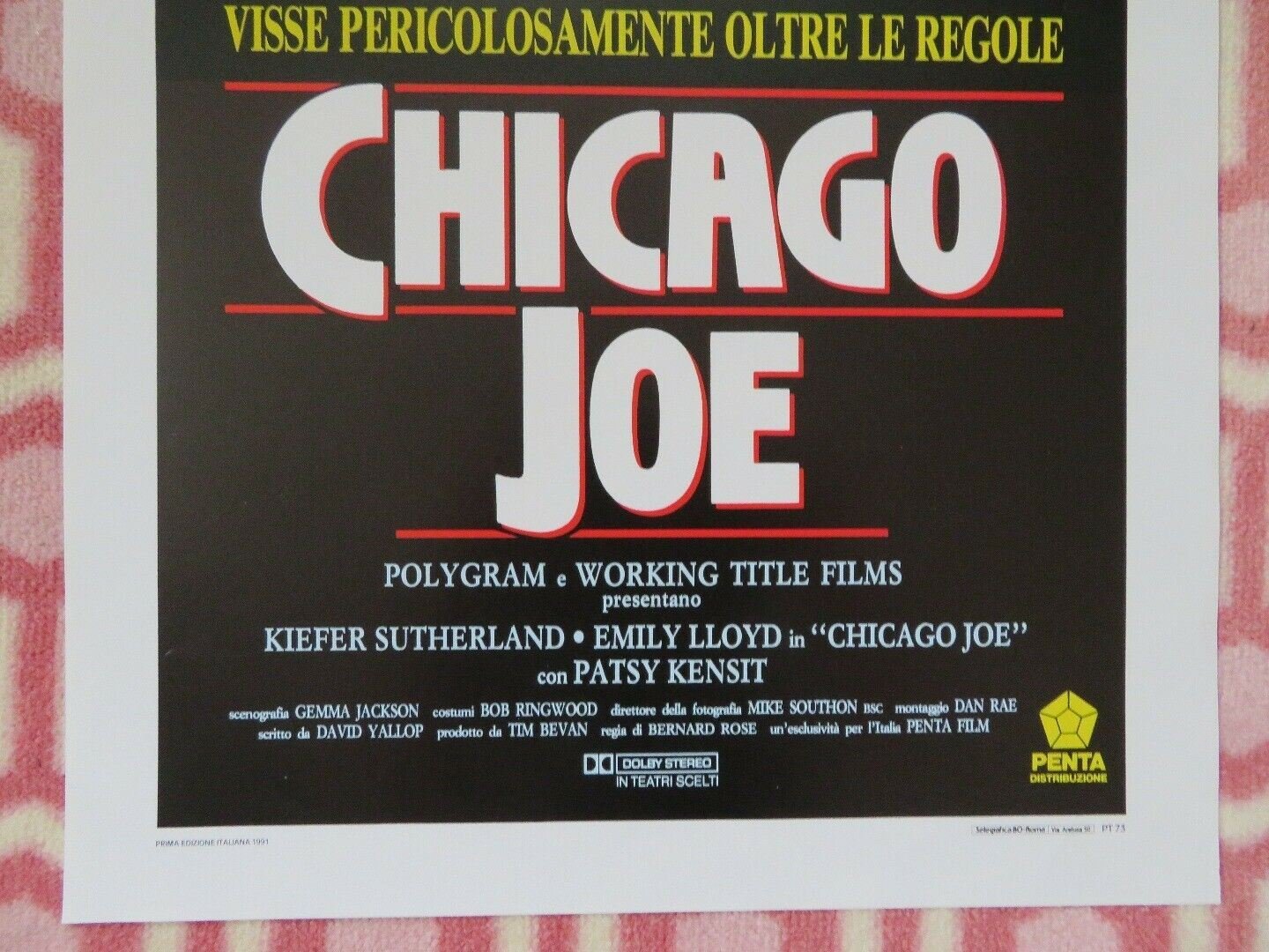 CHICAGO JOE ITALIAN LOCANDINA (27.5"x 13") POSTER KIEFER SUTHERLAND EMILY LLOYD Rendezvous Cinema Movie posters