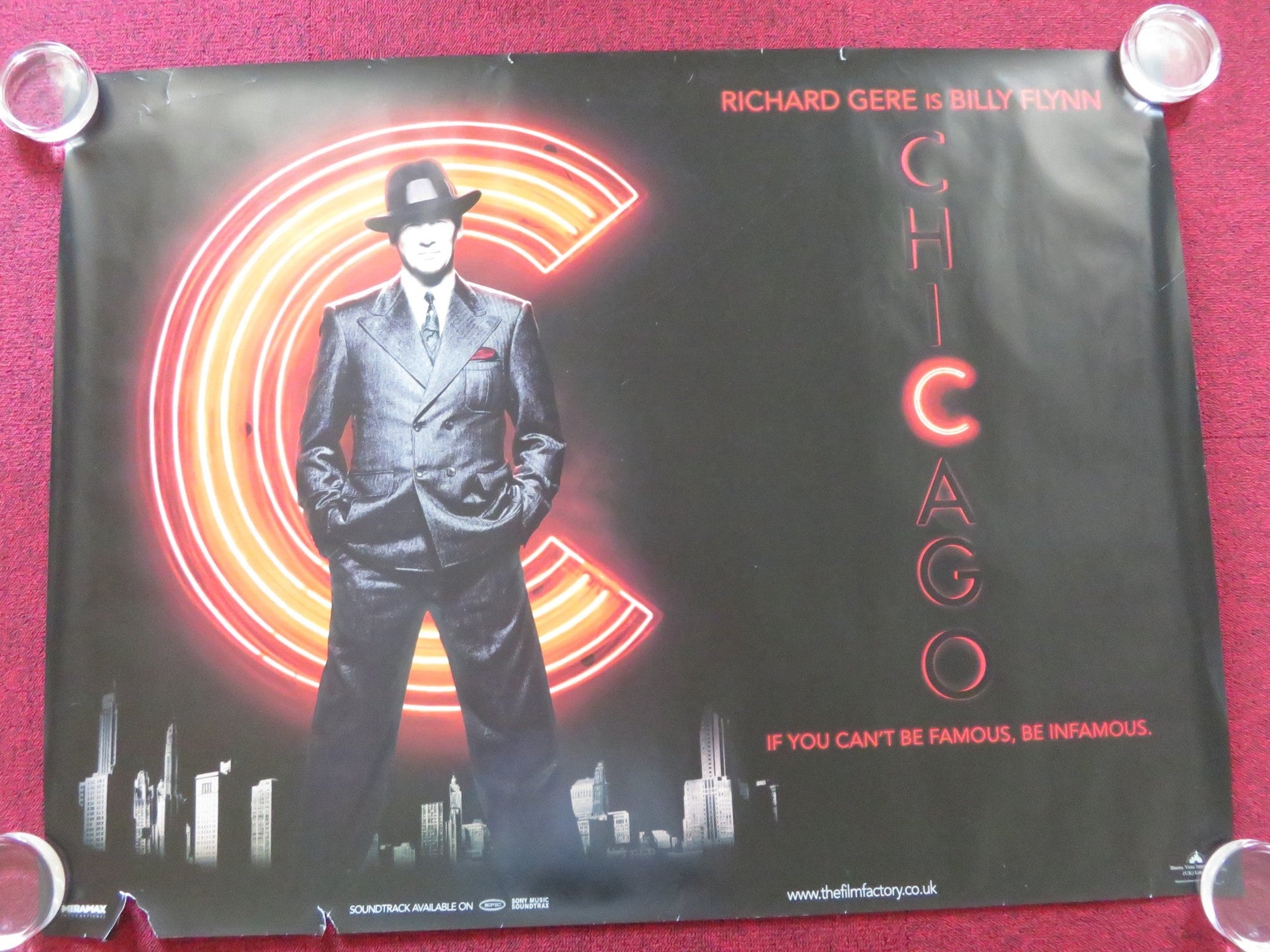 CHICAGO UK QUAD (30"x 40") ROLLED POSTER RICHARD GERE RENEE ZELLWEGER 2002 Rendezvous Cinema Movie posters