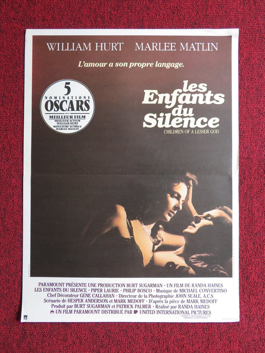 CHILDREN OF A LESSER GOD FRENCH POSTER WILLIAM HURT MARLEE MATLIN 1986 Rendezvous Cinema Movie posters