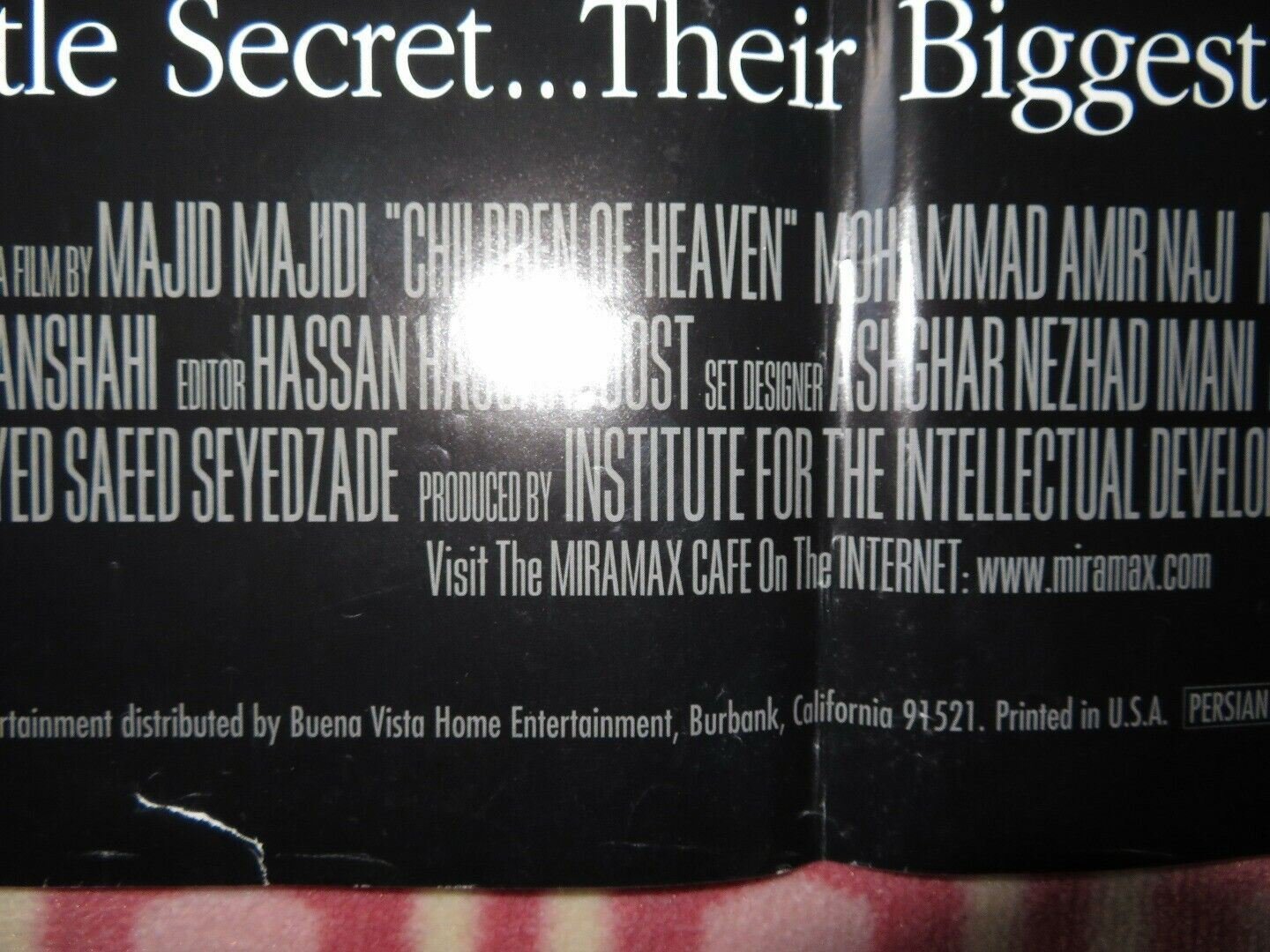 CHILDREN OF HEAVEN FOLDED US ONE SHEET POSTER MOHAMMAD AMIR NAJI 1997 Movie posters