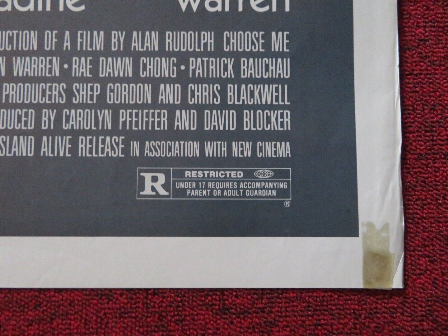 CHOOSE ME FOLDED US ONE SHEET POSTER GENEVIEVE BUJOLD KEITH CARRADINE 1984 Movie posters