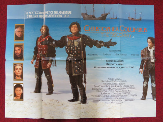 CHRISTOPHER COLUMBUS: THE DISCOVERY QUAD POSTER FOLDED MARLON BRANDO 1992 Rendezvous Cinema Movie posters