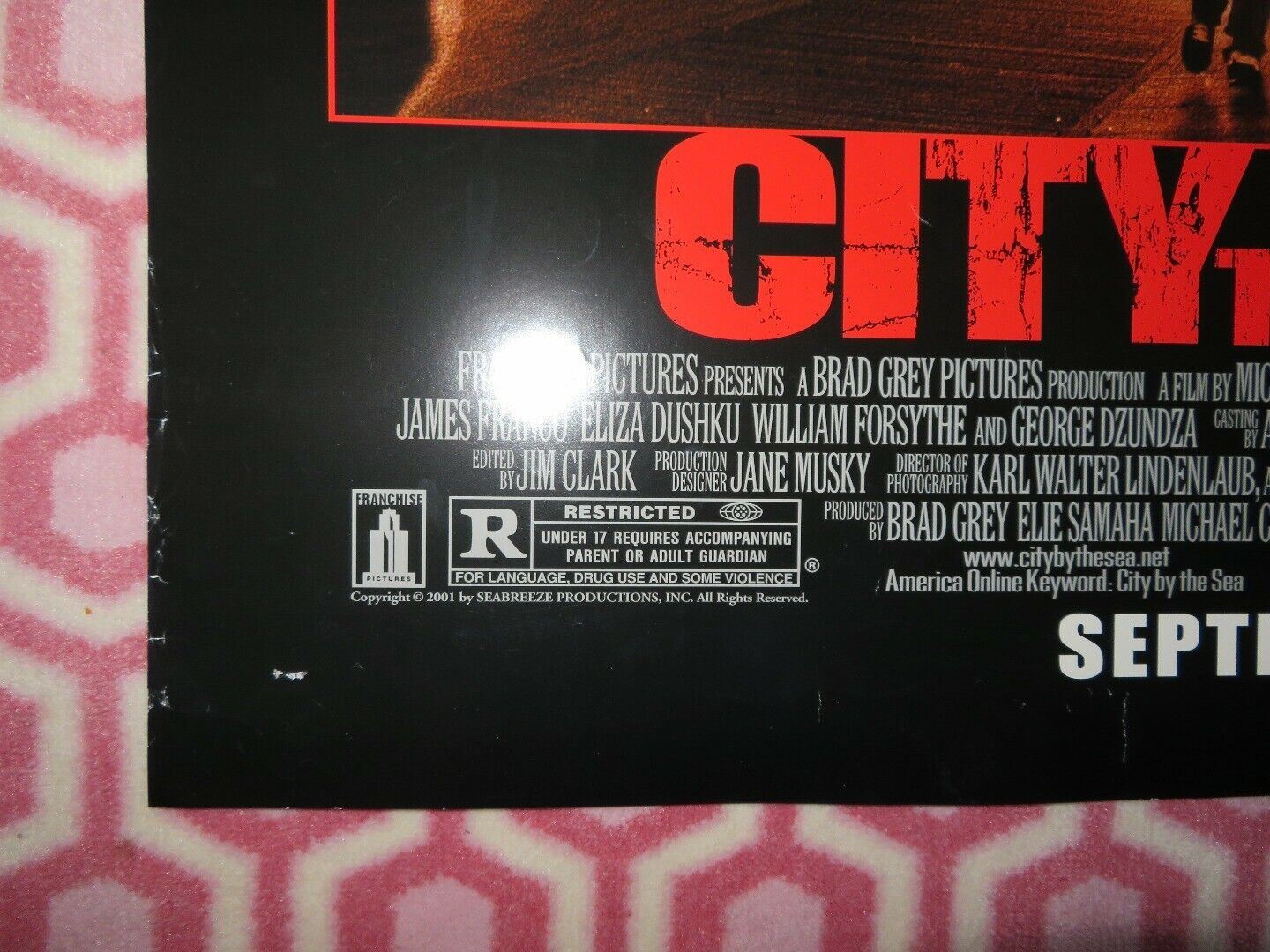 CITY BY THE SEA US ONE SHEET ROLLED POSTER ROBERT DENIRO FRANCES MCDORMAND 2002 Movie posters