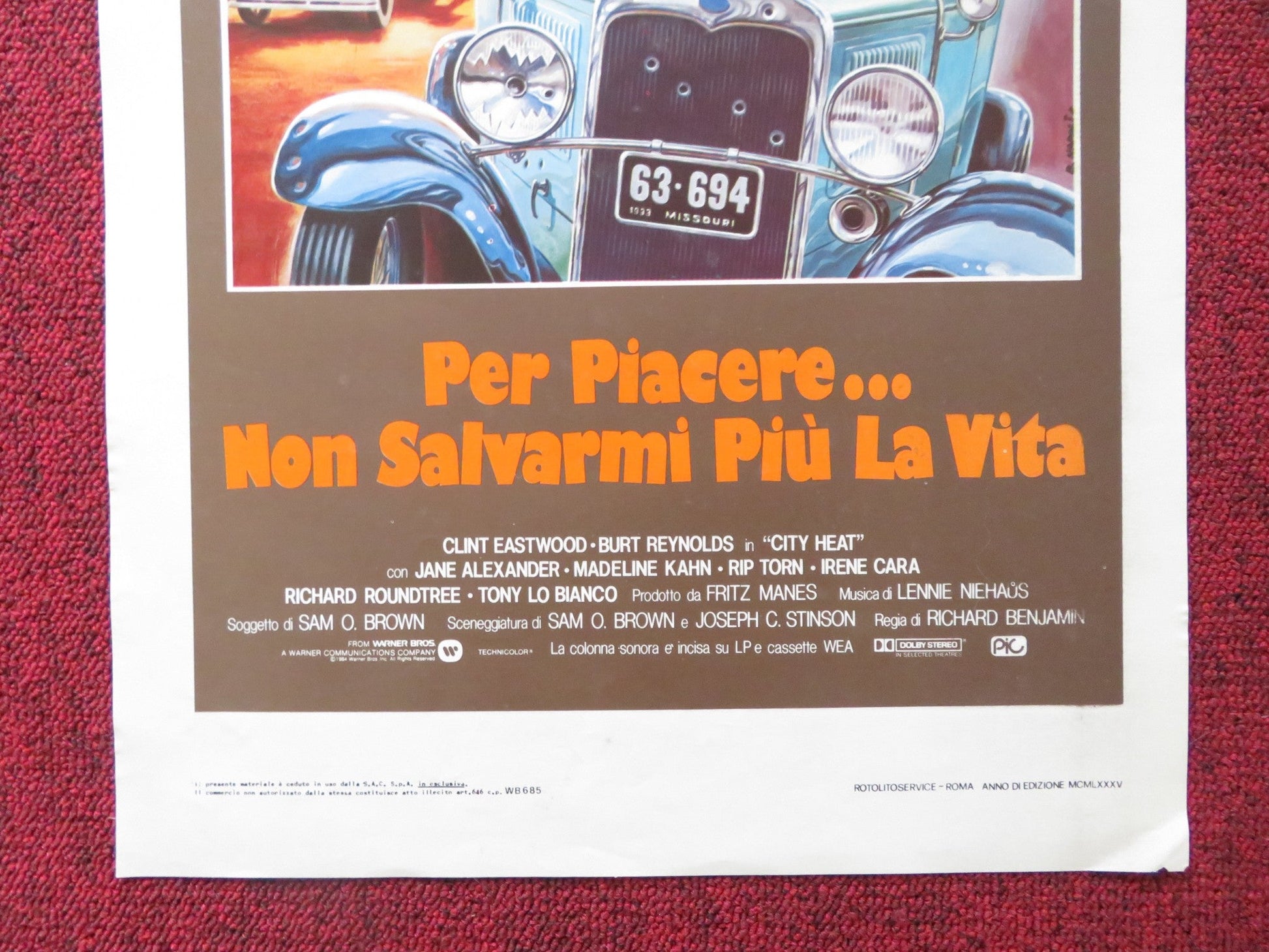 CITY HEAT ITALIAN LOCANDINA POSTER CLINT EASTWOOD BURT REYNOLDS 1984 Rendezvous Cinema Movie posters