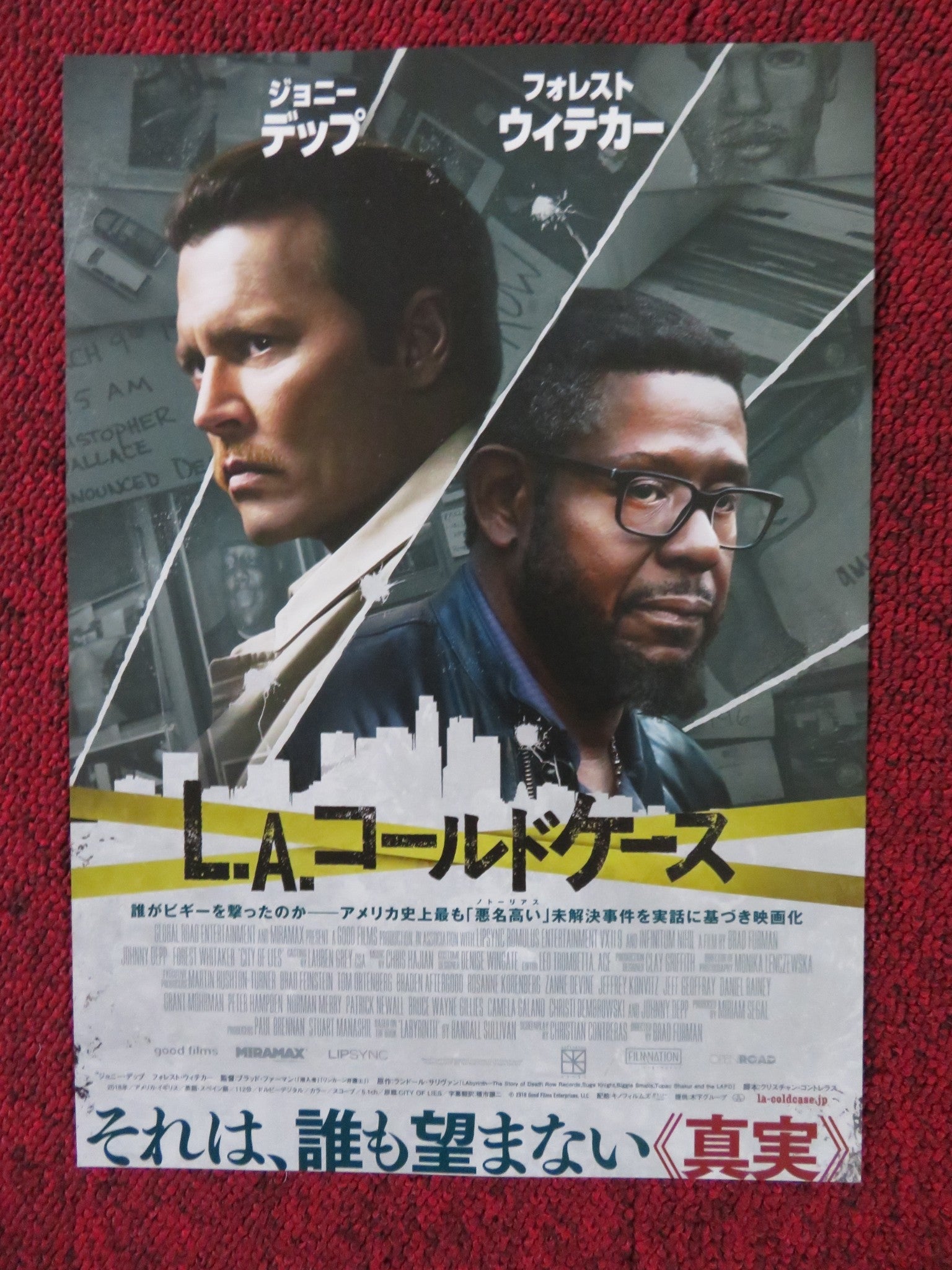 CITY OF LIES JAPANESE CHIRASHI (B5) POSTER JOHNNY DEPP FOREST WHITAKER 2018 Rendezvous Cinema Movie posters
