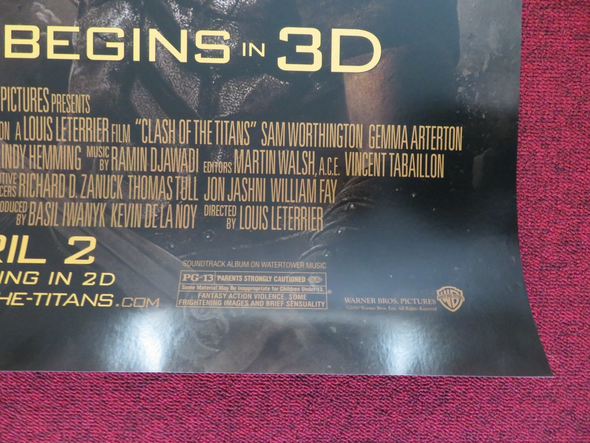 CLASH OF THE TITANS US ONE SHEET ROLLED POSTER SAM WORTHINGTON LIAM NEESON 2010 Rendezvous Cinema Movie posters