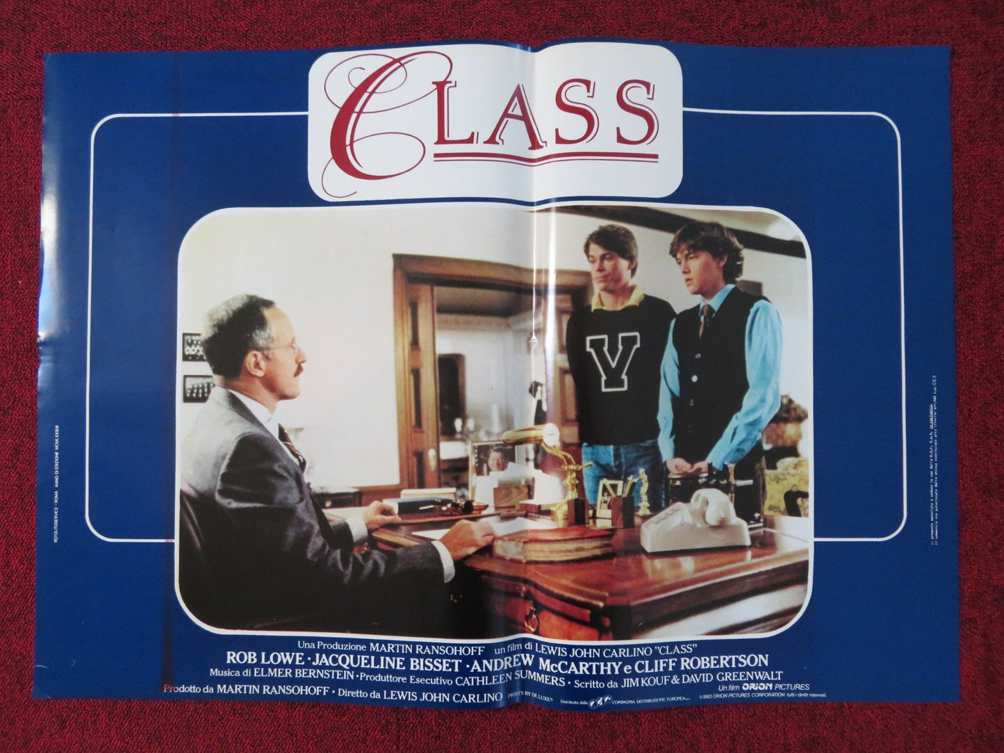 CLASS - B ITALIAN FOTOBUSTA POSTER ROB LOWE ANDREW MCCARTHY 1983 Rendezvous Cinema Movie posters