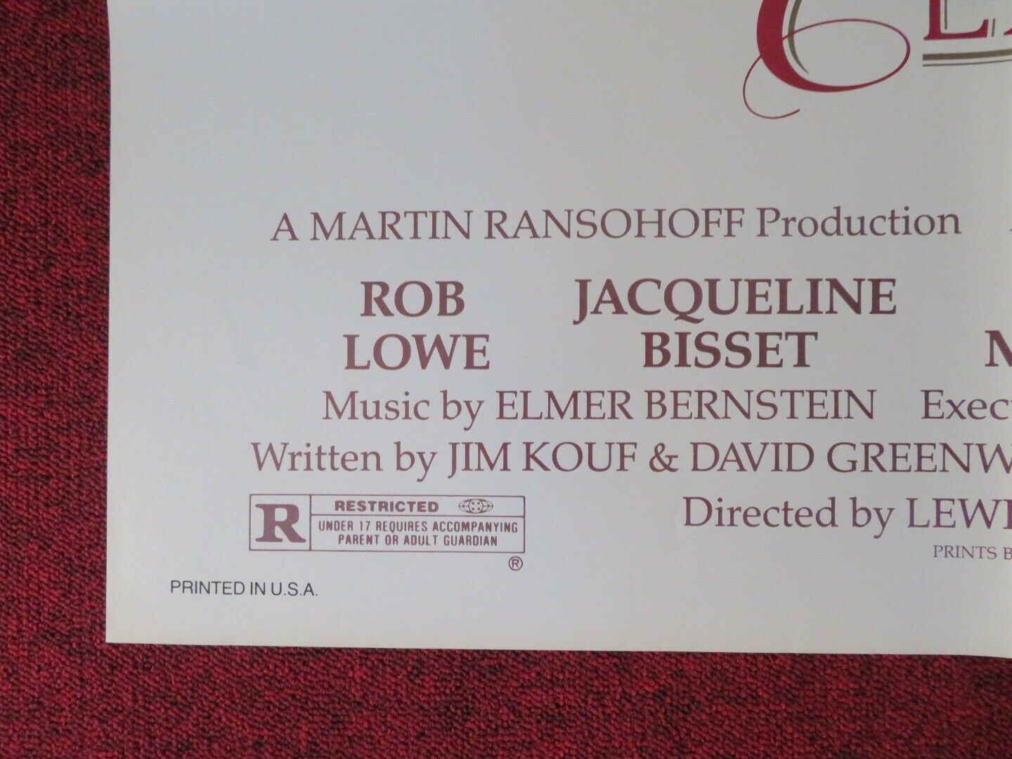 CLASS FOLDED US ONE SHEET POSTER ANDREW MCCARTHY ROB LOWE 1983 Movie posters