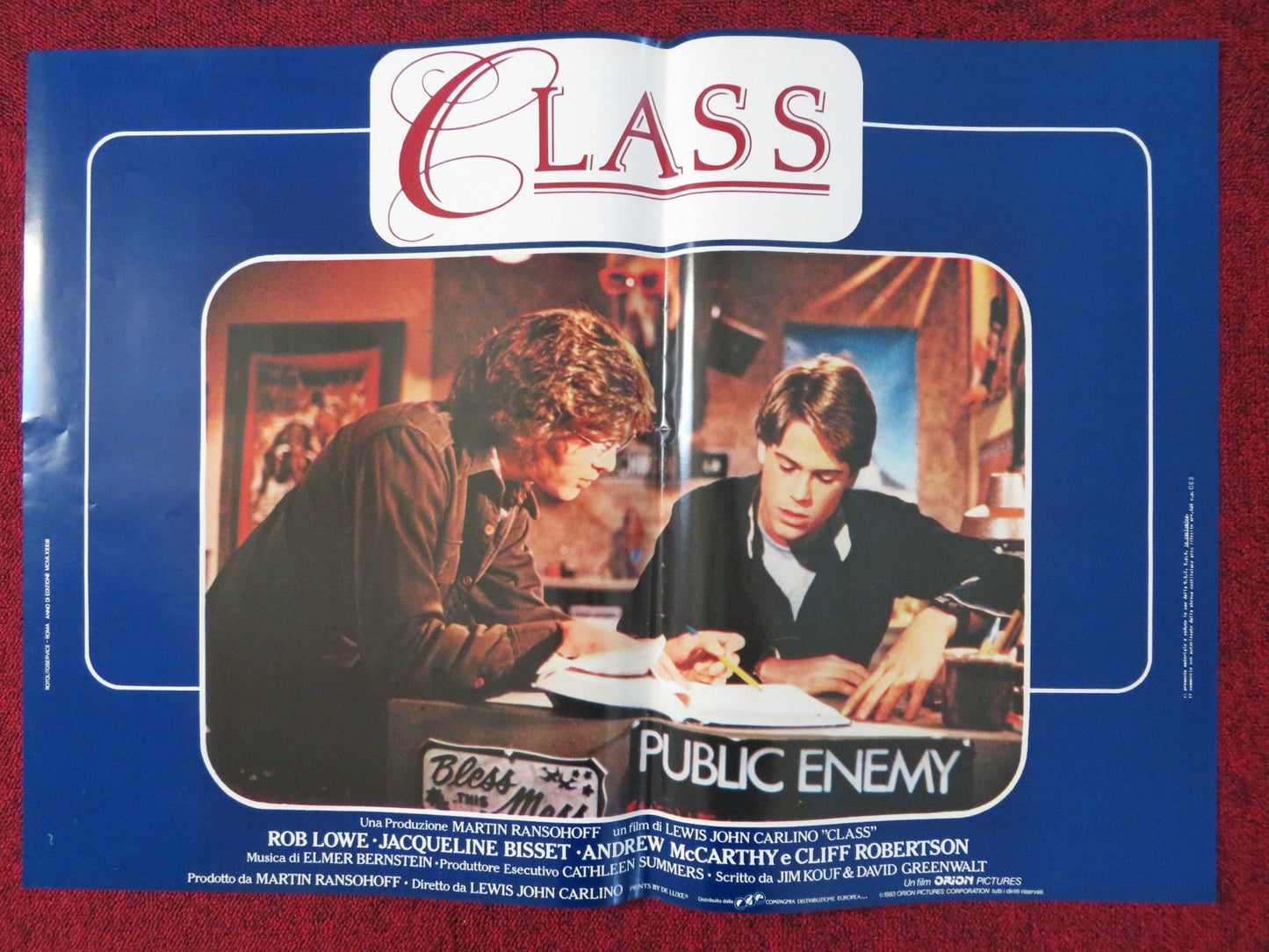 CLASS - H ITALIAN FOTOBUSTA POSTER ROB LOWE ANDREW MCCARTHY 1983 Rendezvous Cinema Movie posters