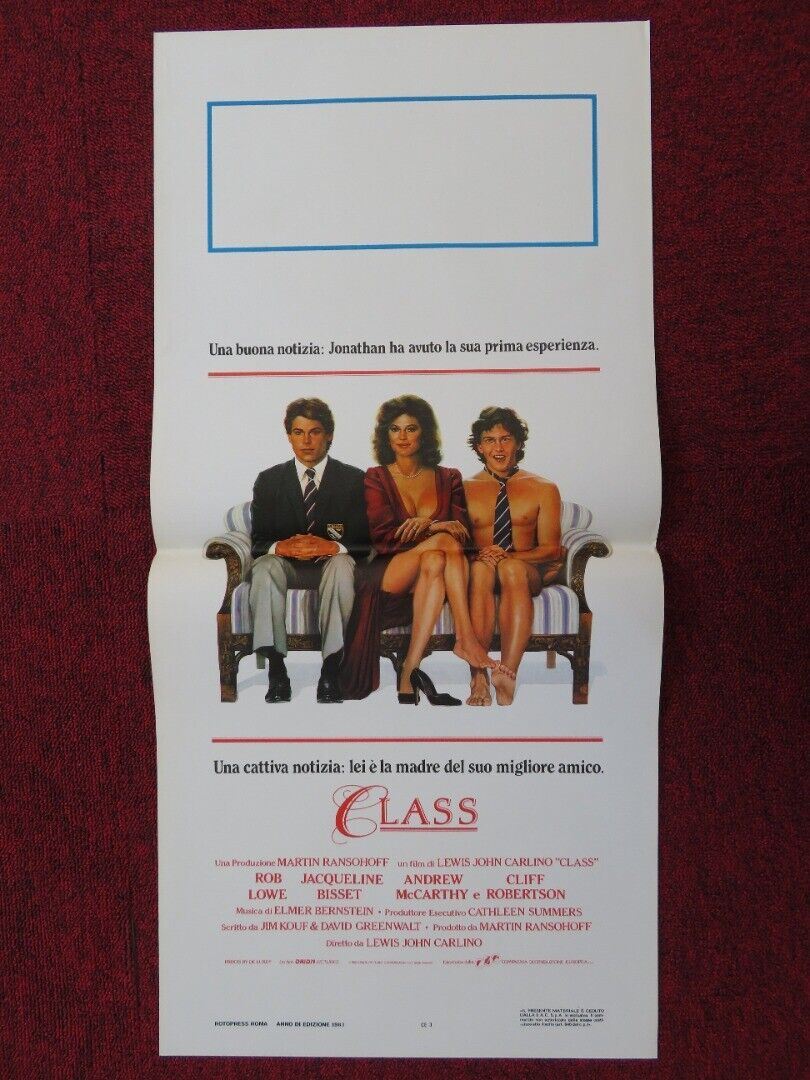 CLASS ITALIAN LOCANDINA (27.5"x13") POSTER ROB LOWE JACQUELINE BISSET 1983 - Rendezvous Cinema