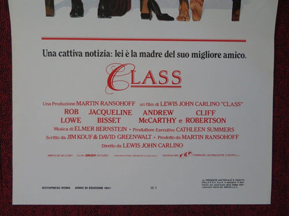 CLASS ITALIAN LOCANDINA (27.5"x13") POSTER ROB LOWE JACQUELINE BISSET 1983 - Rendezvous Cinema