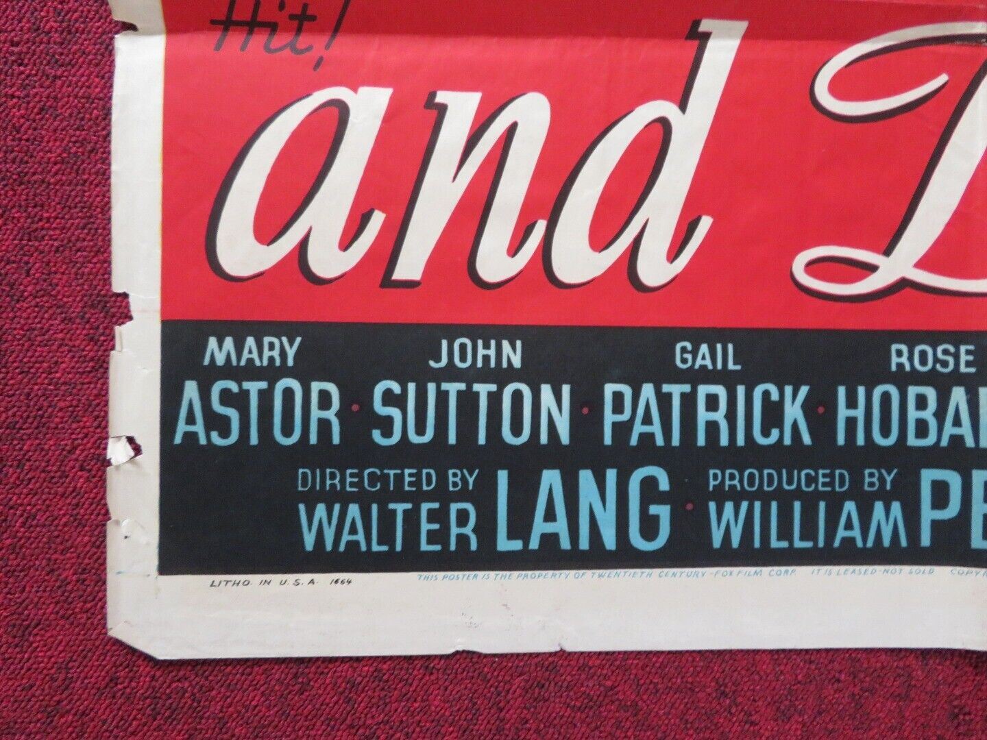 CLAUDIA AND DAVID FOLDED US ONE SHEET POSTER DOROTHY MCGUIRE ROBERT YOUNG 1946 Movie posters