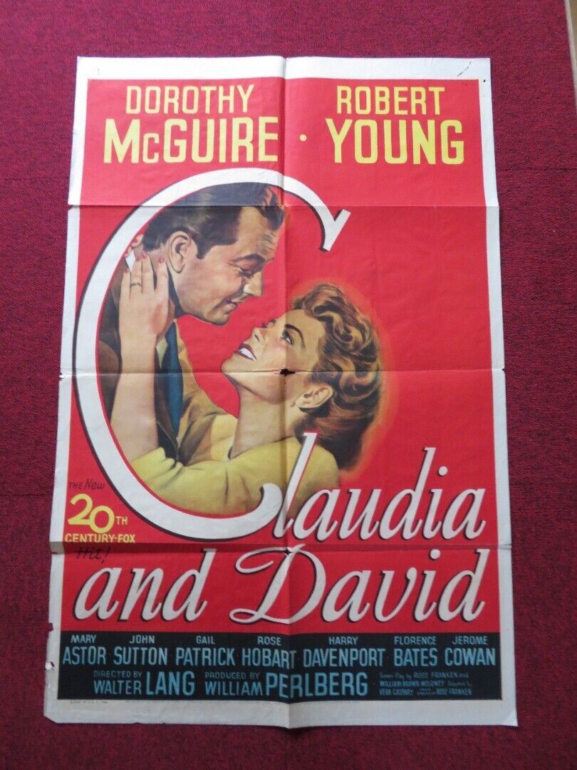 CLAUDIA AND DAVID FOLDED US ONE SHEET POSTER DOROTHY MCGUIRE ROBERT YOUNG 1946 Movie posters