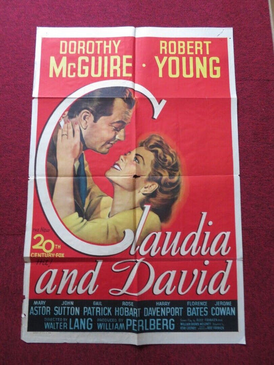 CLAUDIA AND DAVID FOLDED US ONE SHEET POSTER DOROTHY MCGUIRE ROBERT YOUNG 1946 Movie posters