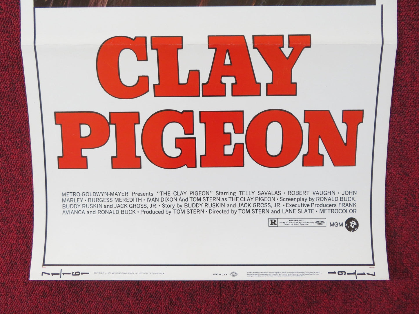 CLAY PIGEON US INSERT (14"x 36") POSTER TELLY SAVALAS ROBERT VAUGHN 1971 Rendezvous Cinema Movie posters