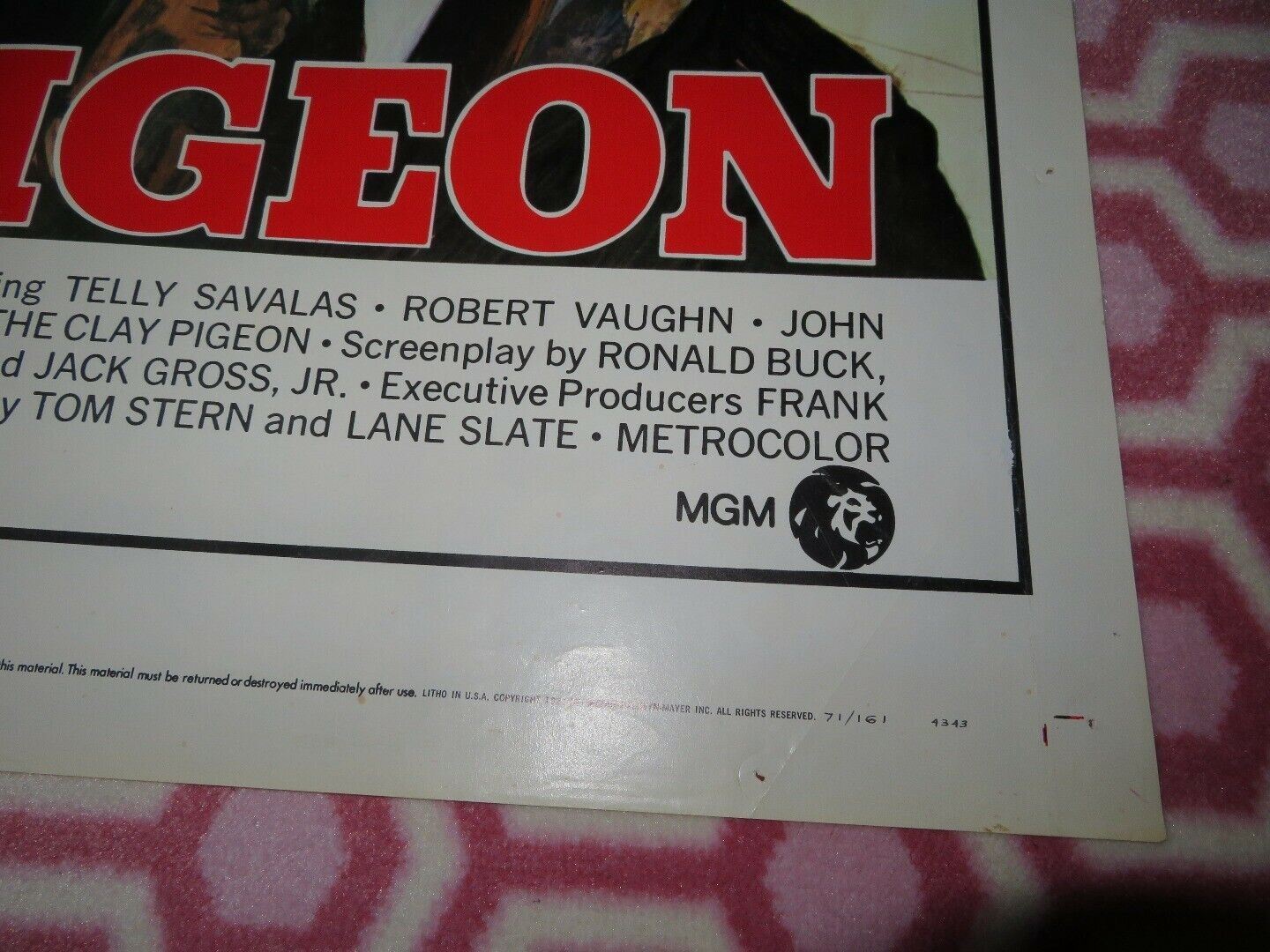 CLAY PIGEON US ONE SHEET POSTER TELLY SAVALAS ROBERT VAUGHN TOM STERN Movie posters