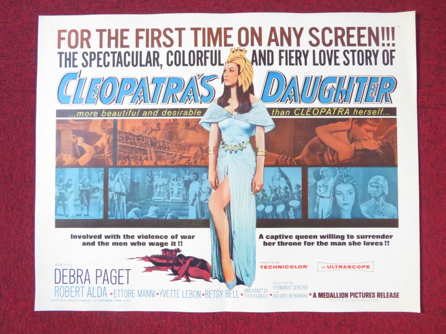 CLEOPATRA'S DAUGHTER HALF SHEET (22"x 28") POSTER DEBRA PAGET ROBERT ALDA 1963 Rendezvous Cinema Movie posters