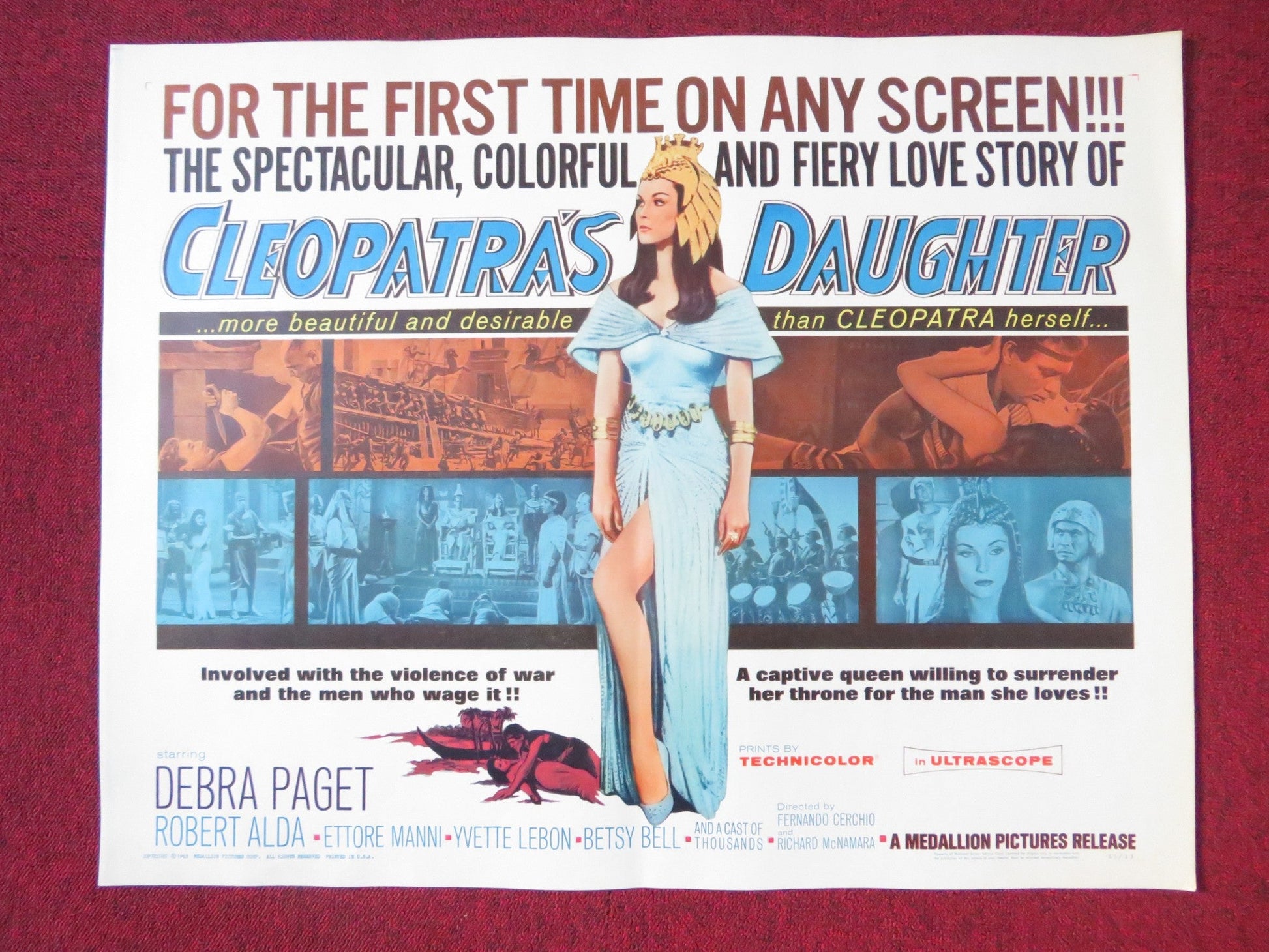 CLEOPATRA'S DAUGHTER HALF SHEET (22"x 28") POSTER DEBRA PAGET ROBERT ALDA 1963 Rendezvous Cinema Movie posters