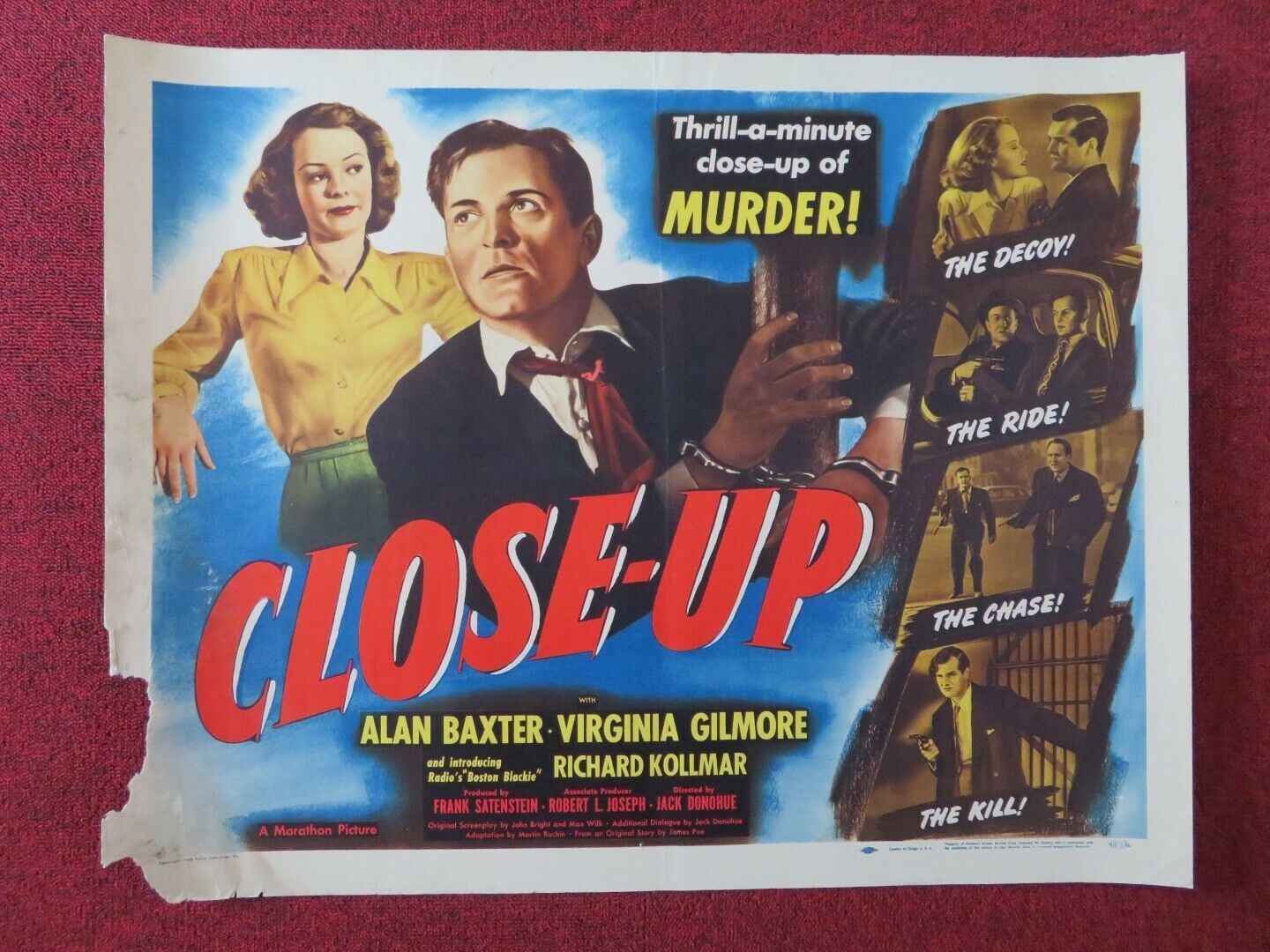 CLOSE - UP US HALF SHEET (22"x 28") POSTER ALAN BAXTER VIRGINIA GILMORE 1948 Movie posters