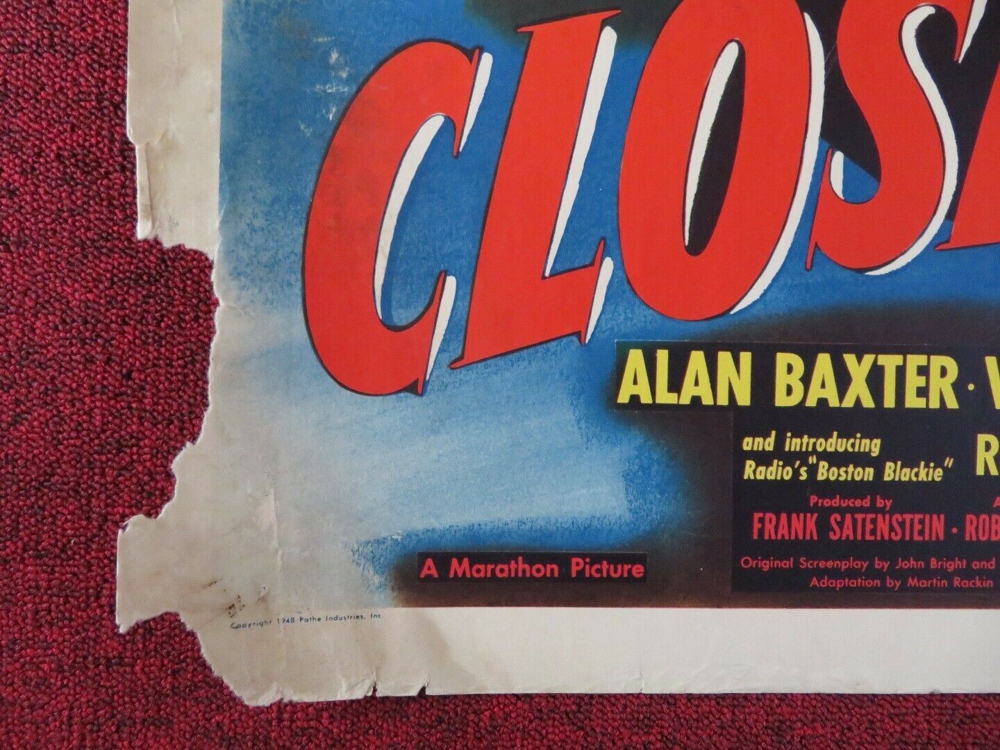 CLOSE - UP US HALF SHEET (22"x 28") POSTER ALAN BAXTER VIRGINIA GILMORE 1948 Movie posters