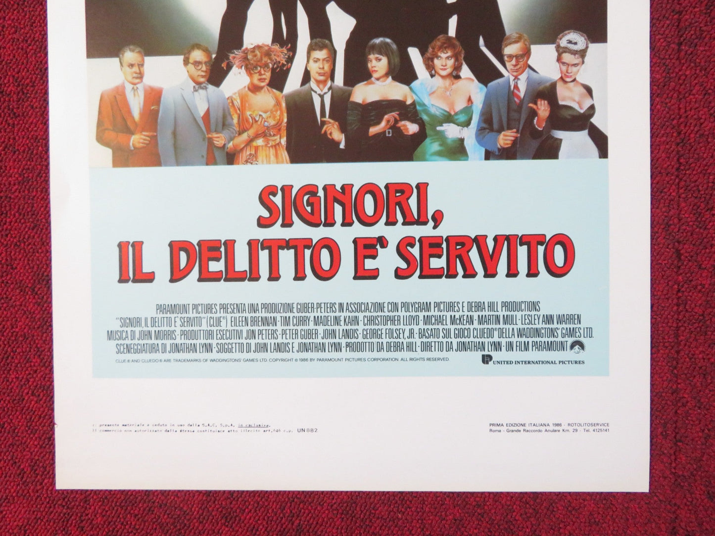 CLUE ITALIAN LOCANDINA POSTER TIM CURRY EILEEN BRENNAN 1986 Rendezvous Cinema Movie posters