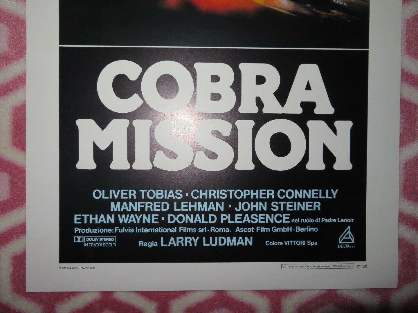 COBRA MISSION ITALIAN LOCANDINA (27.5"x13") POSTER OLIVER TOBIAS 1986 Movie posters