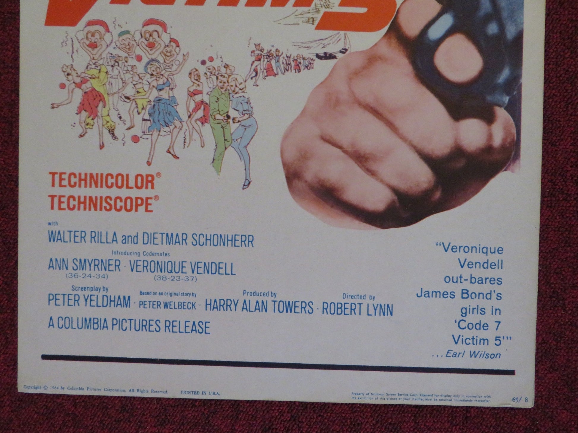 CODE 7, VICTIM 5 US INSERT (14"x 36") POSTER LEX BARKER RONALD FRASER 1964 Rendezvous Cinema Movie posters